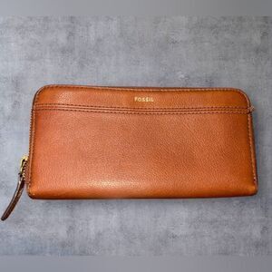 Fossil Tan Leather Clutch